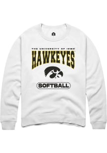 Mens Iowa Hawkeyes White Rally Softball Crew Sweatshirt