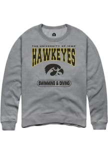 Mens Iowa Hawkeyes Grey Rally Swimming &amp; Diving Crew Sweatshirt