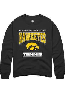 Mens Iowa Hawkeyes Black Rally Tennis Crew Sweatshirt