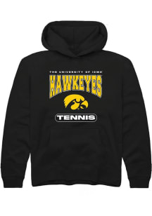 Youth Iowa Hawkeyes Black Rally Tennis Long Sleeve Hooded Sweatshirt