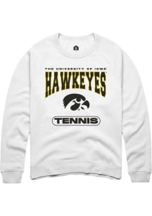 Mens Iowa Hawkeyes White Rally Tennis Crew Sweatshirt