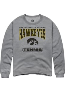 Mens Iowa Hawkeyes Grey Rally Tennis Crew Sweatshirt