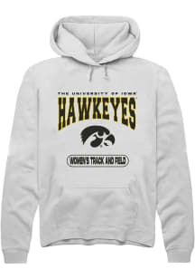 Mens Iowa Hawkeyes White Rally Women's Track and Field Hooded Sweatshirt