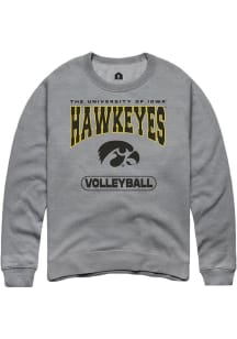 Mens Iowa Hawkeyes Grey Rally Volleyball Crew Sweatshirt