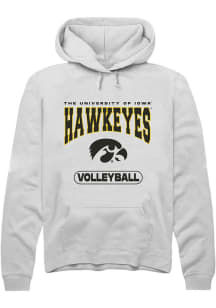 Mens Iowa Hawkeyes White Rally Volleyball Hooded Sweatshirt