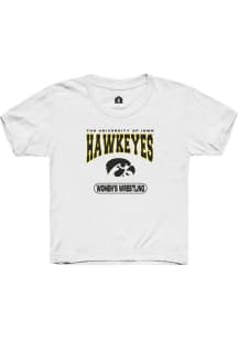 Youth Iowa Hawkeyes White Rally Women's Wrestling Short Sleeve T-Shirt