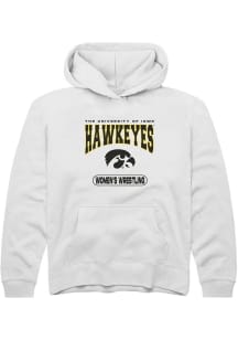 Youth Iowa Hawkeyes White Rally Women's Wrestling Long Sleeve Hooded Sweatshirt