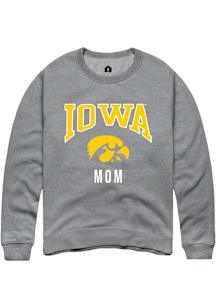 Rally Iowa Hawkeyes Mens Grey Mom Long Sleeve Crew Sweatshirt