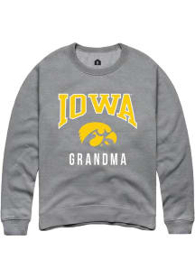 Mens Iowa Hawkeyes Grey Rally Grandma Crew Sweatshirt