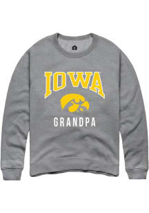 Mens Iowa Hawkeyes Grey Rally Grandpa Crew Sweatshirt