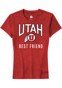 Rally Utah Utes Womens Red Best Friend Short Sleeve T-Shirt