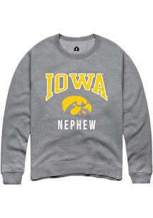 Rally Iowa Hawkeyes Mens Grey Nephew Long Sleeve Crew Sweatshirt