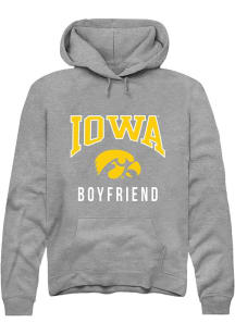 Mens Iowa Hawkeyes Grey Rally Boyfriend Hooded Sweatshirt