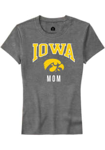 Rally Iowa Hawkeyes Womens Grey Mom Short Sleeve T-Shirt