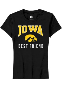 Rally Iowa Hawkeyes Womens Black Best Friend Short Sleeve T-Shirt