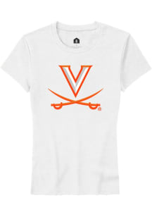 Rally Virginia Cavaliers Womens White Primary Logo Short Sleeve T-Shirt