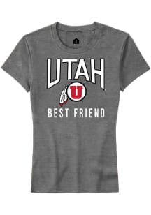 Rally Utah Utes Womens Grey Best Friend Short Sleeve T-Shirt