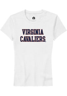 Rally Virginia Cavaliers Womens White Straight Block Short Sleeve T-Shirt