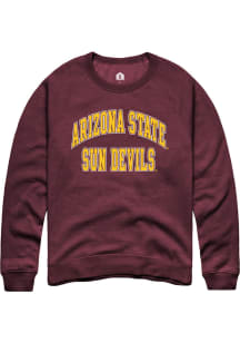Rally Arizona State Sun Devils Mens Maroon Arch Stack Long Sleeve Crew Sweatshirt