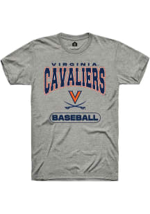 Rally Virginia Cavaliers Grey Baseball Short Sleeve T Shirt