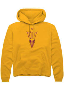 Rally Arizona State Sun Devils Mens Gold Primary Logo Long Sleeve Hoodie