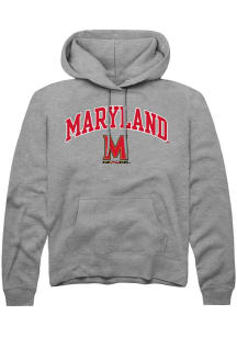 Rally Maryland Terrapins Mens Grey Arch Logo Long Sleeve Hoodie