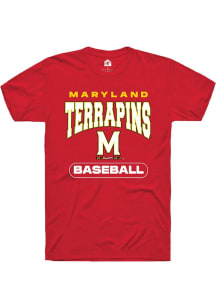 Maryland Terrapins Red Rally Baseball Short Sleeve T Shirt