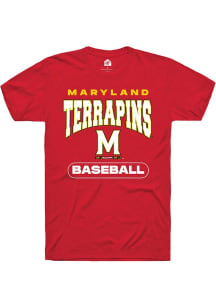 Maryland Terrapins Red Rally Baseball Short Sleeve T Shirt