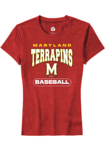 Maryland Terrapins Red Rally Baseball Short Sleeve T-Shirt