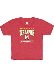 Youth Maryland Terrapins Red Rally Baseball Short Sleeve T-Shirt