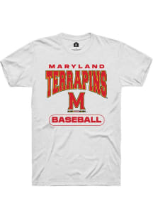 Maryland Terrapins White Rally Baseball Short Sleeve T Shirt