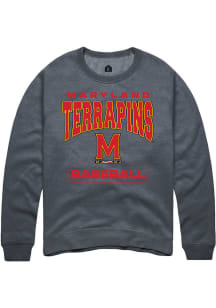 Mens Maryland Terrapins Charcoal Rally Baseball Crew Sweatshirt