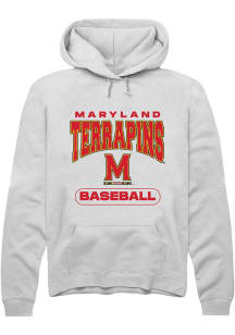 Mens Maryland Terrapins White Rally Baseball Hooded Sweatshirt