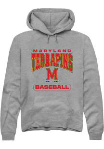 Mens Maryland Terrapins Grey Rally Baseball Hooded Sweatshirt