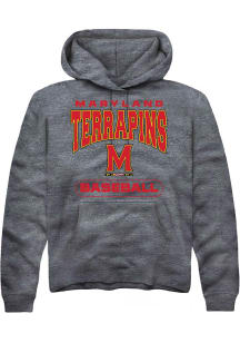 Mens Maryland Terrapins Charcoal Rally Baseball Hooded Sweatshirt