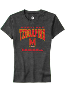 Maryland Terrapins Charcoal Rally Baseball Short Sleeve T-Shirt