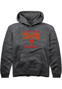 Youth Maryland Terrapins Charcoal Rally Baseball Long Sleeve Hooded Sweatshirt