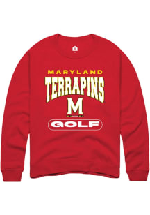 Mens Maryland Terrapins Red Rally Golf Crew Sweatshirt