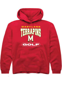 Youth Maryland Terrapins Red Rally Golf Long Sleeve Hooded Sweatshirt