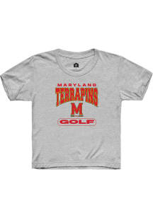 Youth Maryland Terrapins Grey Rally Golf Short Sleeve T-Shirt