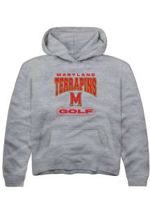 Youth Maryland Terrapins Grey Rally Golf Long Sleeve Hooded Sweatshirt