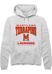 Mens Maryland Terrapins White Rally Lacrosse Hooded Sweatshirt