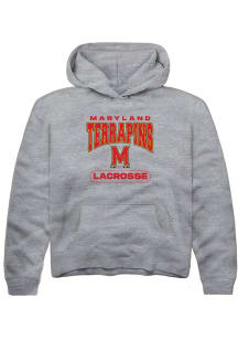 Youth Maryland Terrapins Grey Rally Lacrosse Long Sleeve Hooded Sweatshirt