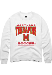 Mens Maryland Terrapins White Rally Soccer Crew Sweatshirt