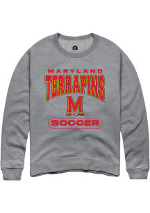 Mens Maryland Terrapins Grey Rally Soccer Crew Sweatshirt