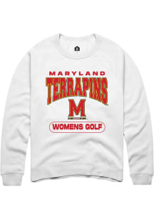 Mens Maryland Terrapins White Rally Womens Golf Crew Sweatshirt