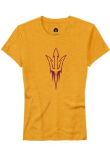 Rally Arizona State Sun Devils Womens Gold Primary Logo Short Sleeve T-Shirt