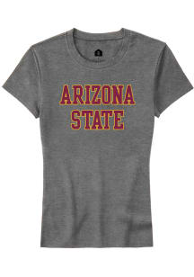 Rally Arizona State Sun Devils Womens Grey Straight Block Short Sleeve T-Shirt