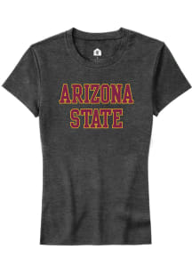 Rally Arizona State Sun Devils Womens Charcoal Straight Block Short Sleeve T-Shirt