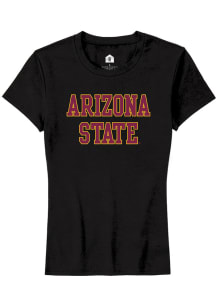 Rally Arizona State Sun Devils Womens Black Straight Block Short Sleeve T-Shirt